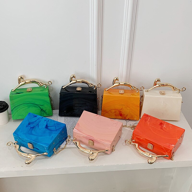 Colorblock Acrylic Box Bag
