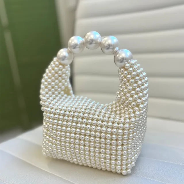 Pearl Beaded Acrylic Stone Bucket Bag