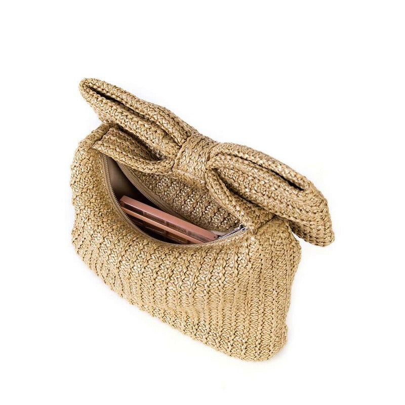 Bow Knot Woven Straw Mini Handbag