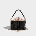 Woven Rattan Half Moon Clutch