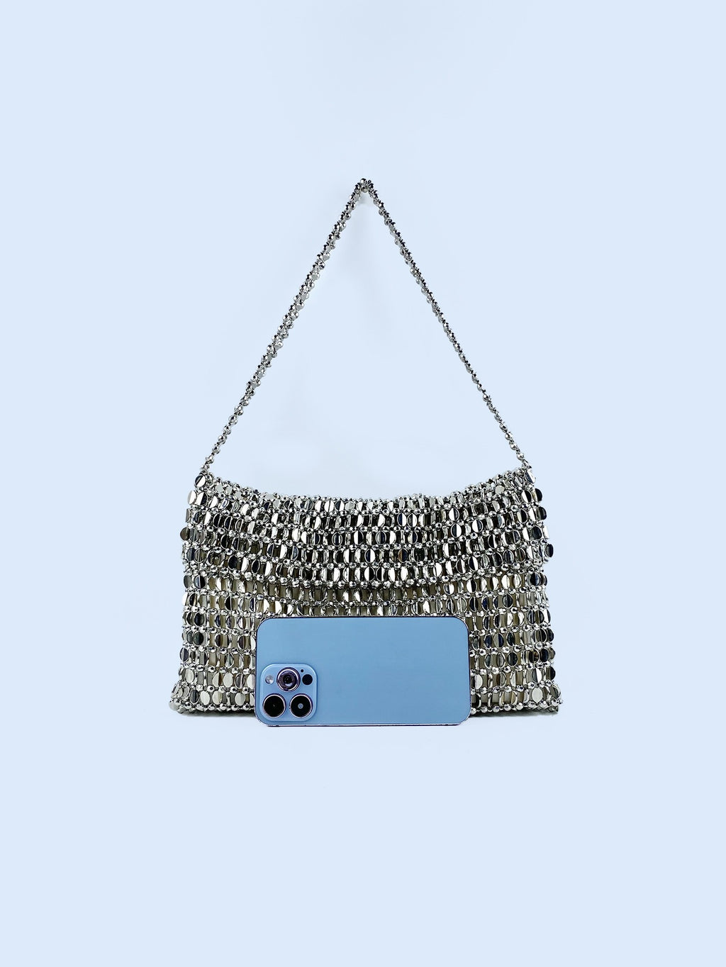 Retro Silver Sequin Woven Armpit Bag