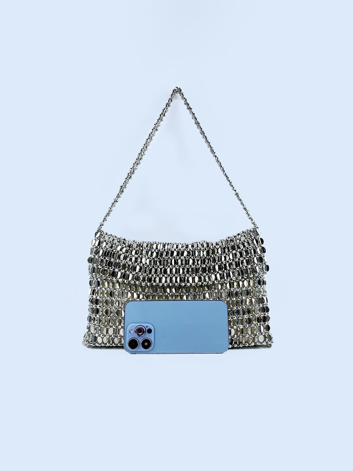 Retro Silver Sequin Woven Armpit Bag