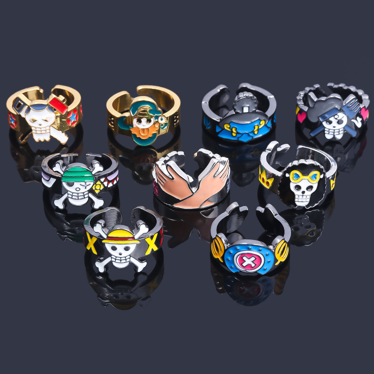 Anime Merchandise One Piece Straw Hat Pirates Ring - Luffy, Zoro, Sanji, Nami, Robin, Chopper Cosplay Finger Ring