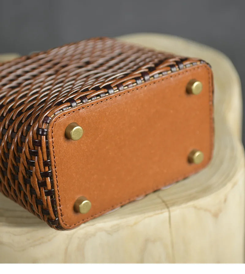 Handwoven Leather Small Square Bag