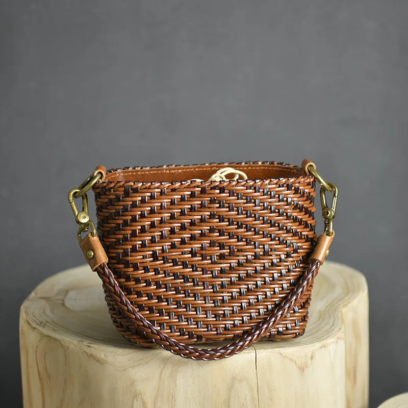 Handwoven Leather Small Square Bag