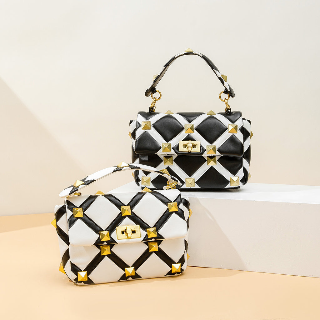 Plaid Structured Shoulder Bag