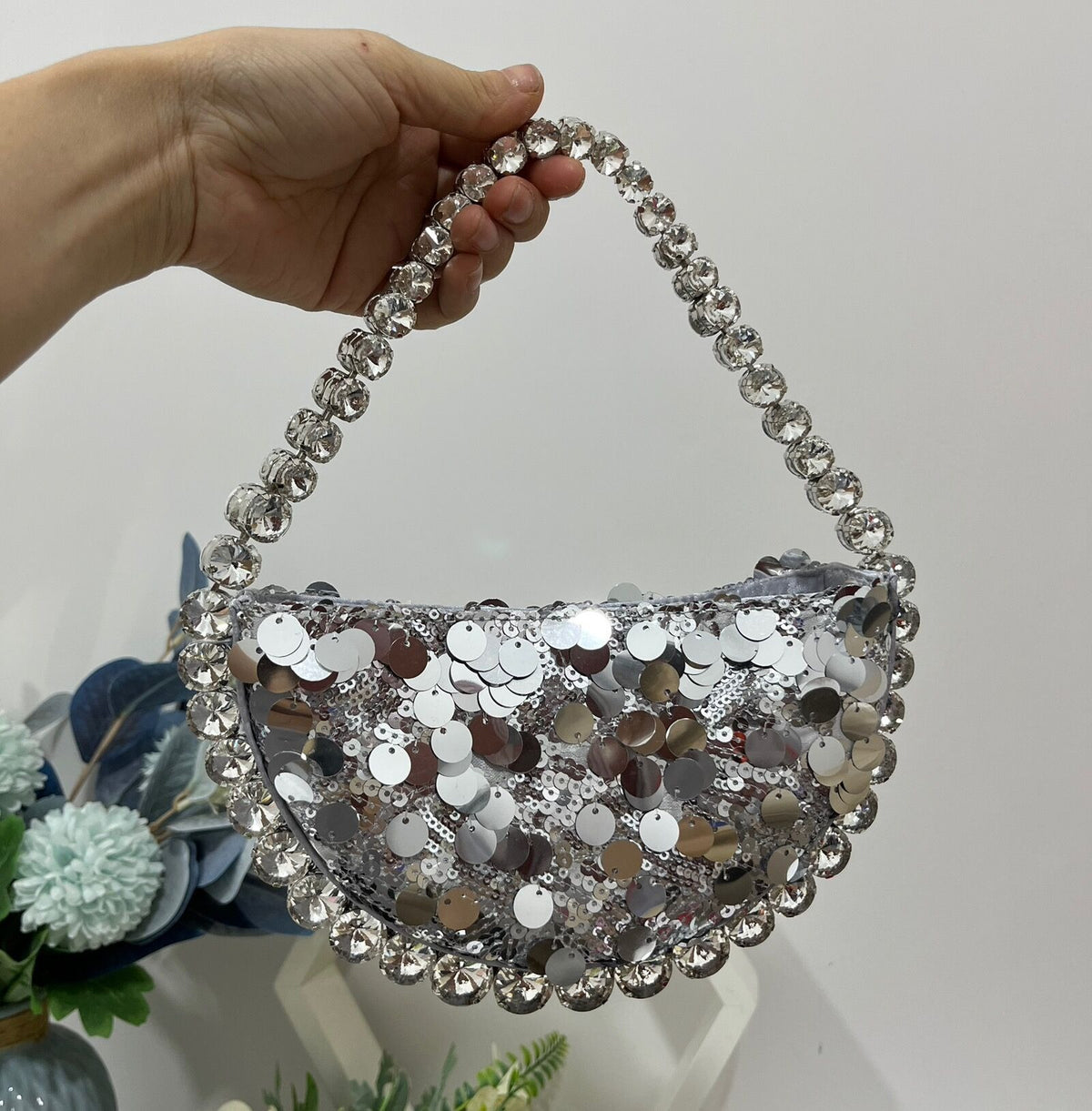 Ultra shiny diamond inlaid underarm bag with rhinestone shoulder bag for carrying
