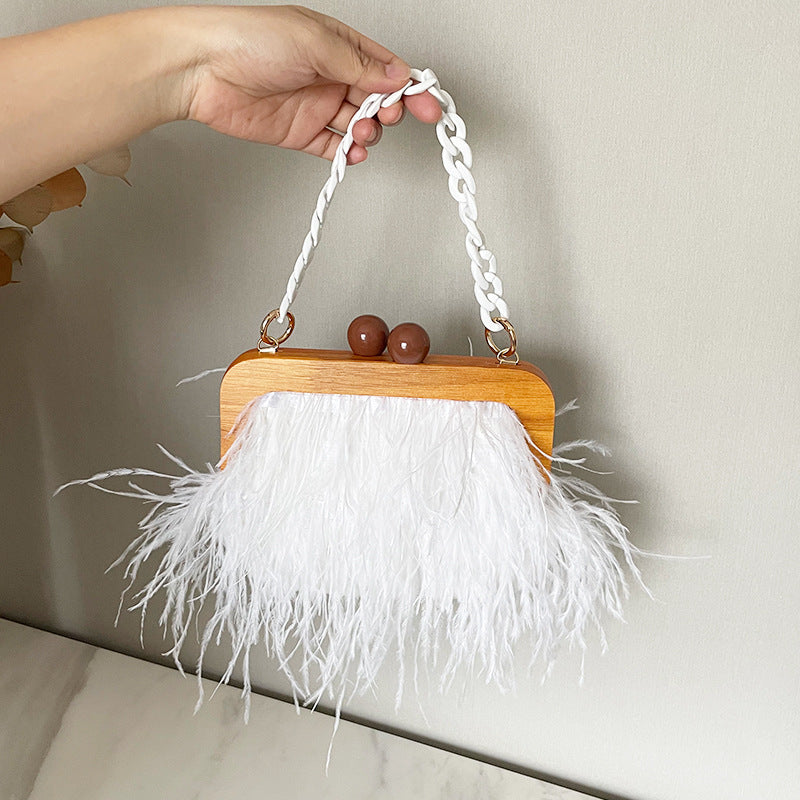 Fluffy Acrylic Chain Underarm Shoulder Bag