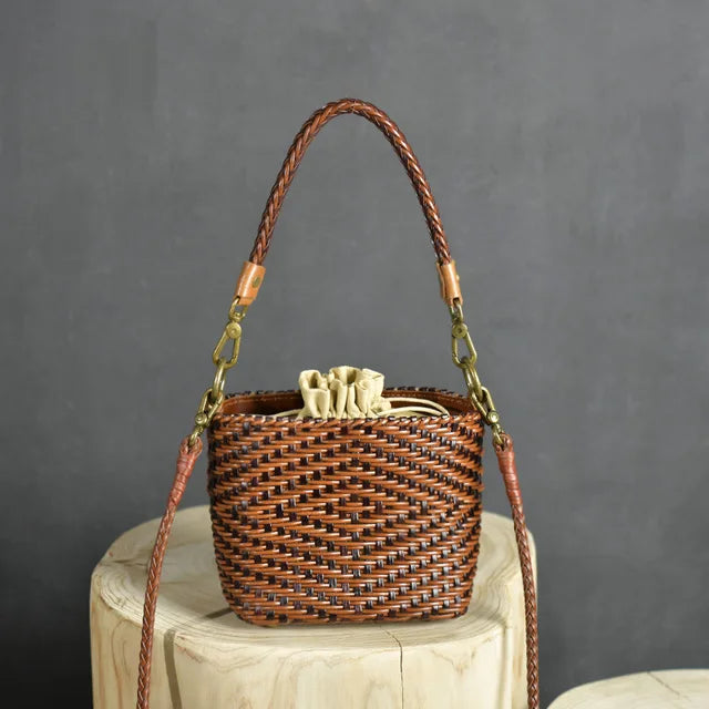 Handwoven Leather Small Square Bag