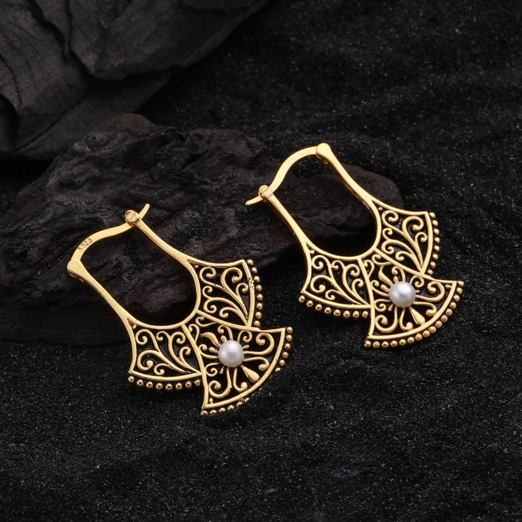 Carved Phoenix Tail Drop Earrings
