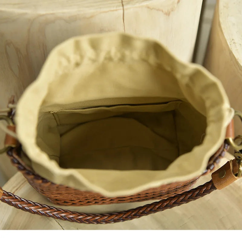 Handwoven Leather Small Square Bag