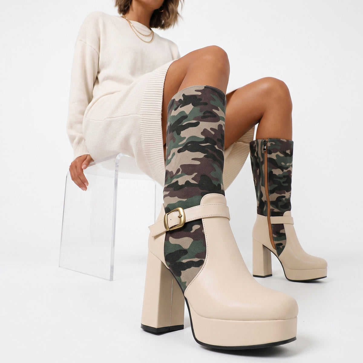 Punk Camouflage Platform High-Cut Boots