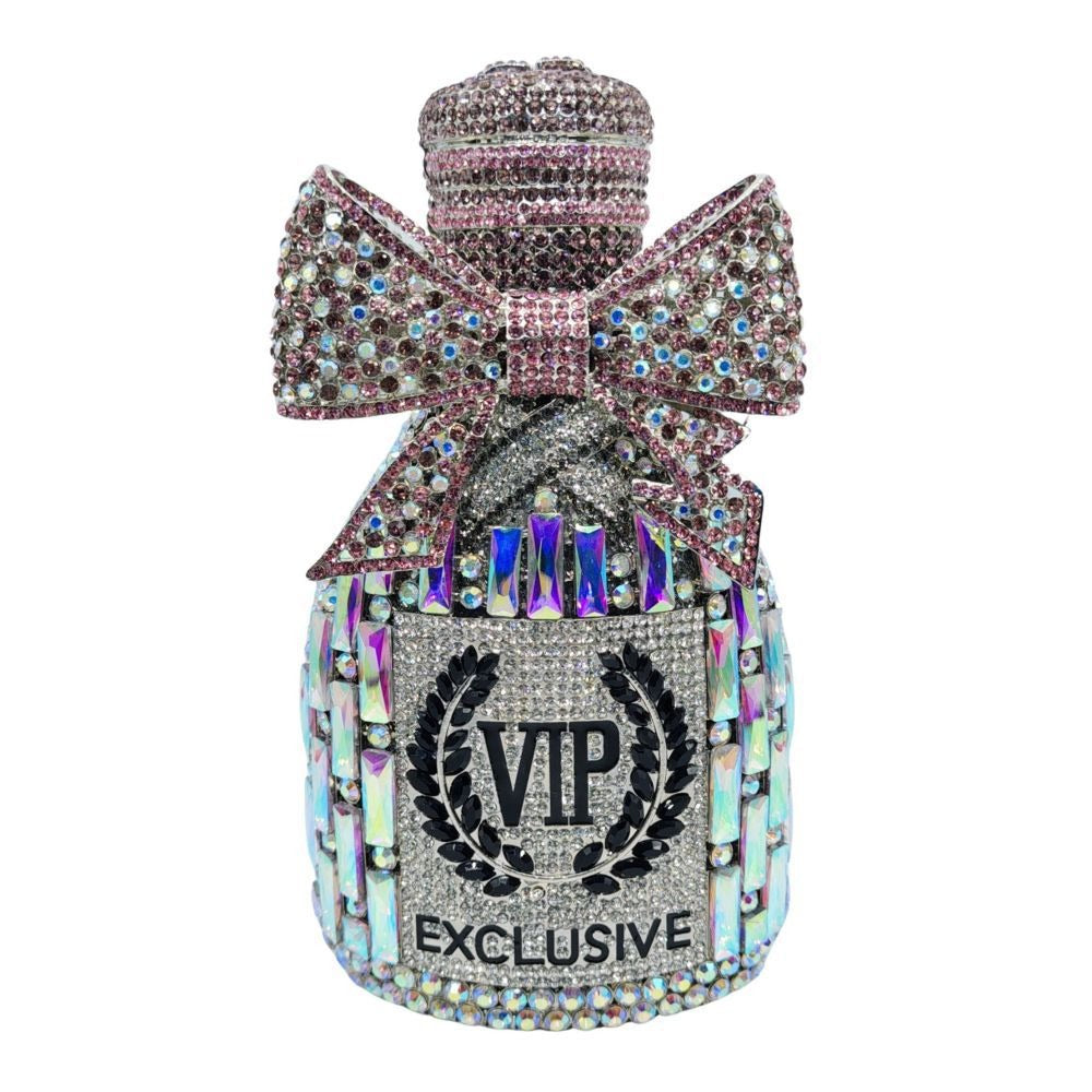 Champagne Bow Wine Bottle Crystal Clutch