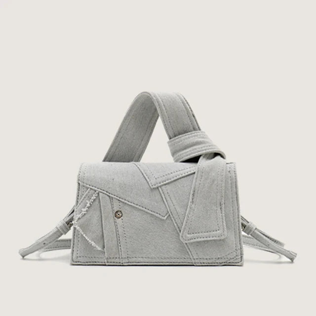 Denim Patchwork Canvas Shopper Tote