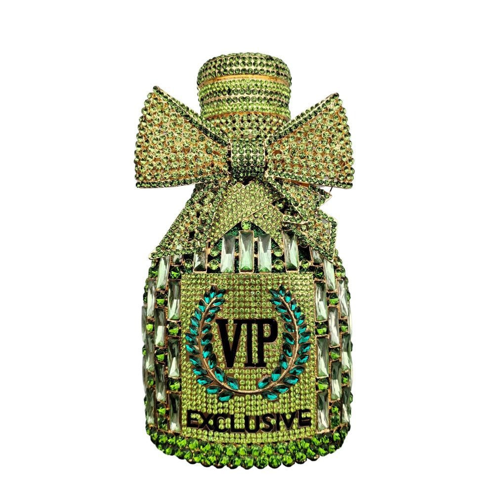 Champagne Bow Wine Bottle Crystal Clutch