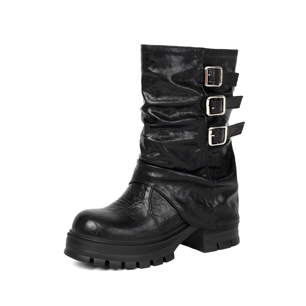Punk Thick Sole Leg Cuff Low-Cut Boots