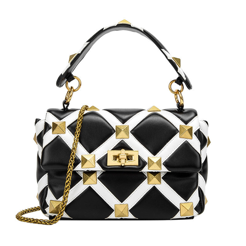 Plaid Structured Shoulder Bag