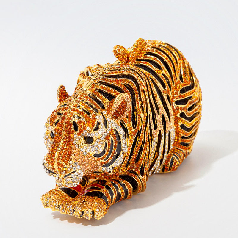 Tiger Rhinestone Clutch