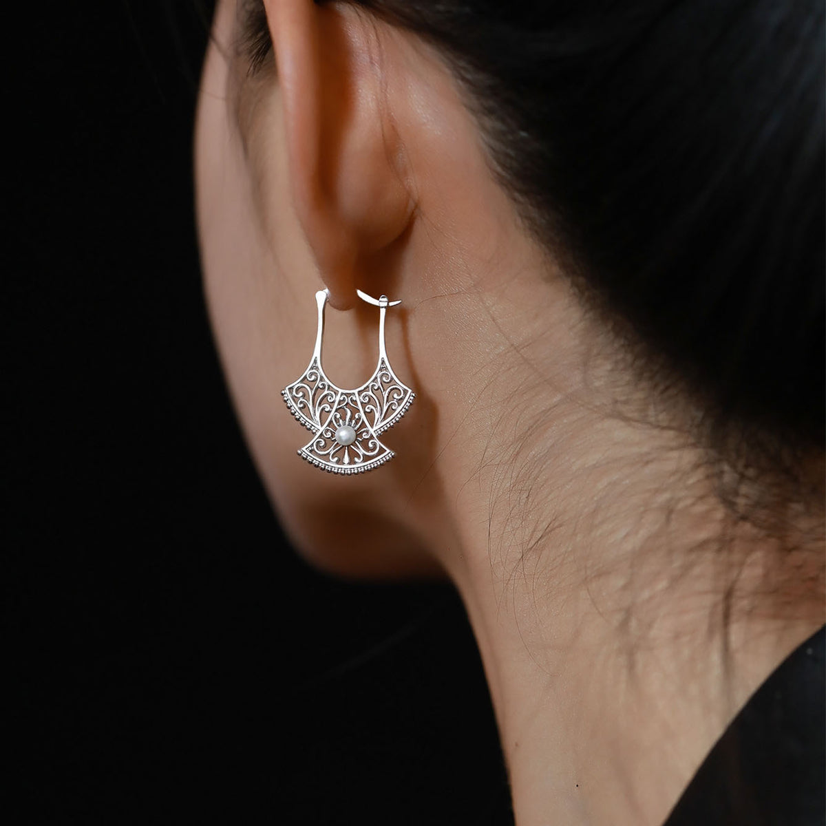 Carved Phoenix Tail Drop Earrings
