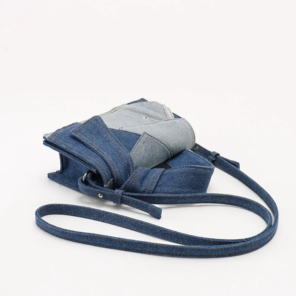 Denim Patchwork Canvas Shopper Tote
