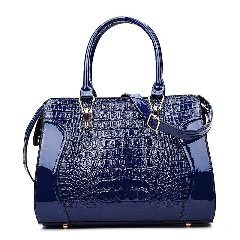 Croc-Embossed Shoulder Bag