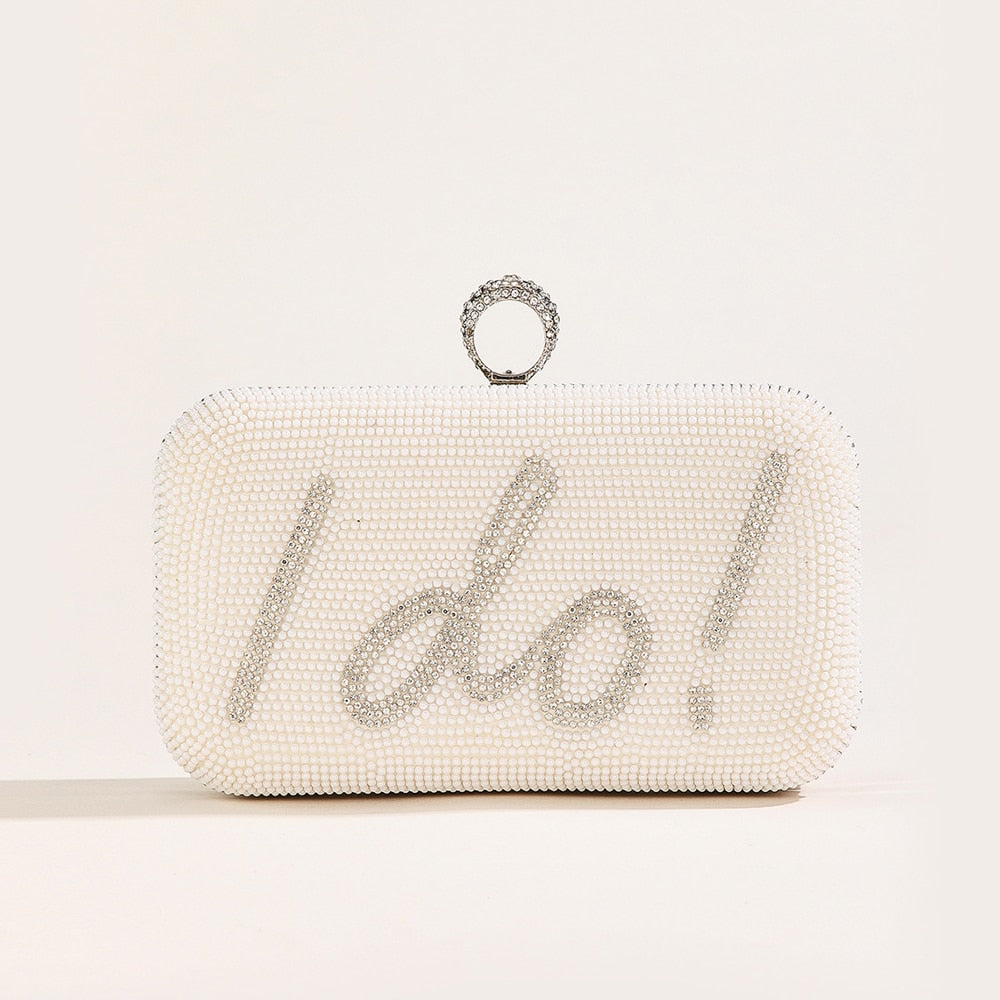 "I Do" Pearl Beaded Bridal Clutch