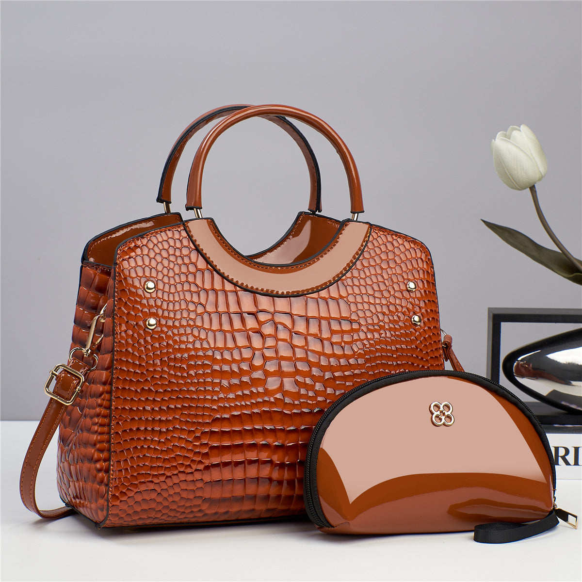 Snakeskin Platinum Chain Bag