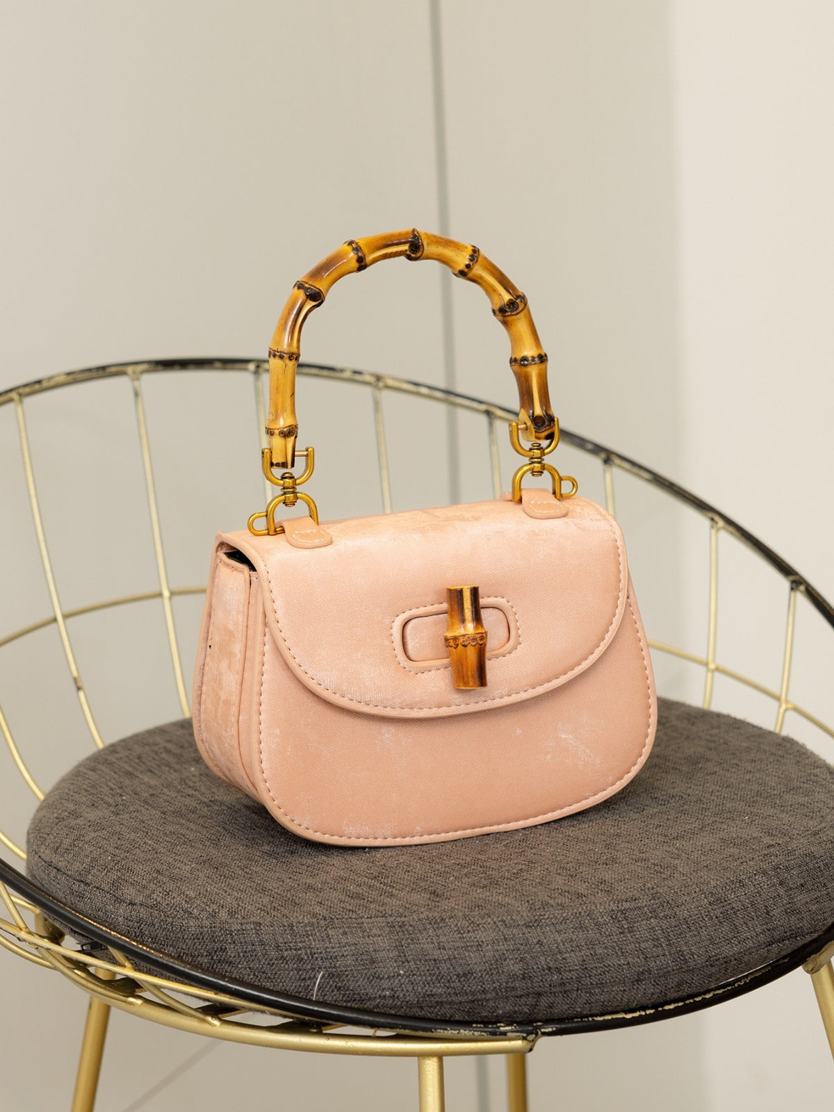 Bamboo Handle Saddle Crossbody Bag