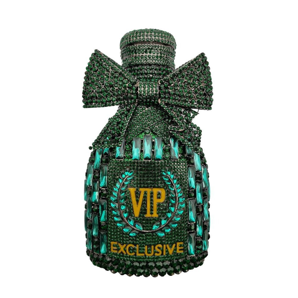 Champagne Bow Wine Bottle Crystal Clutch