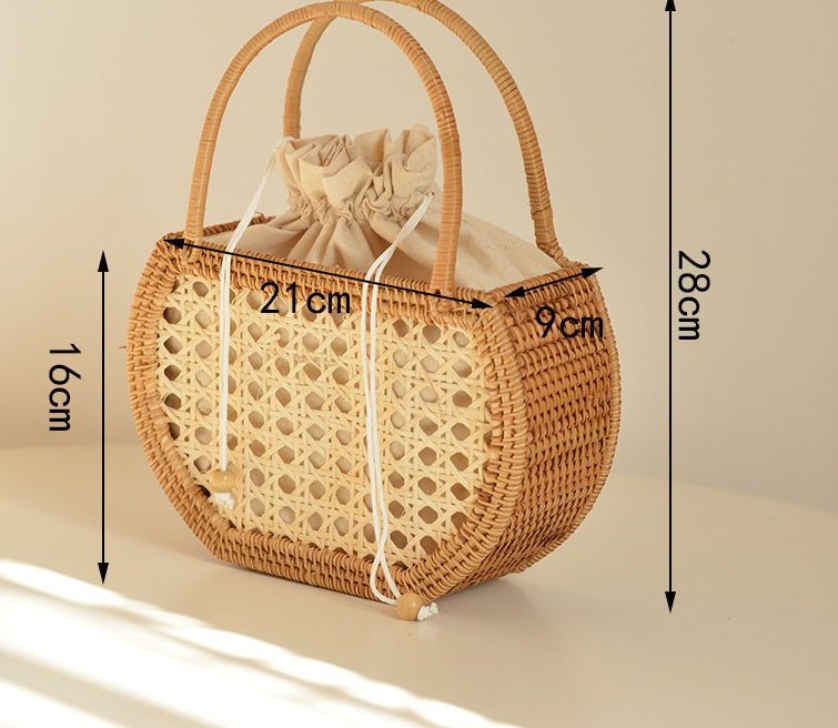 Nordic Woven Rattan Picnic Basket Bag