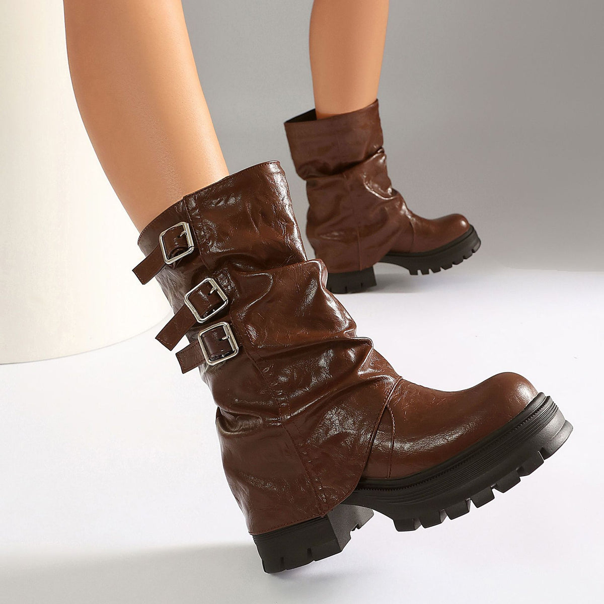 Punk Thick Sole Leg Cuff Low-Cut Boots