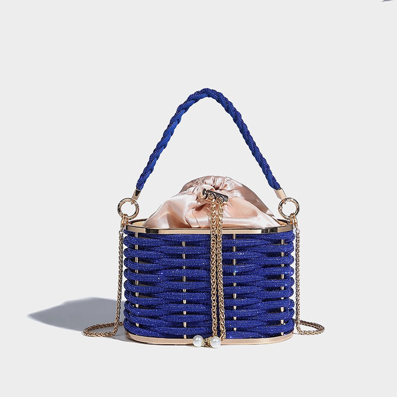 Woven Rattan Half Moon Clutch