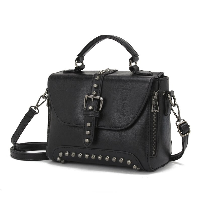 Vintage Rivet Leather Crossbody Bag