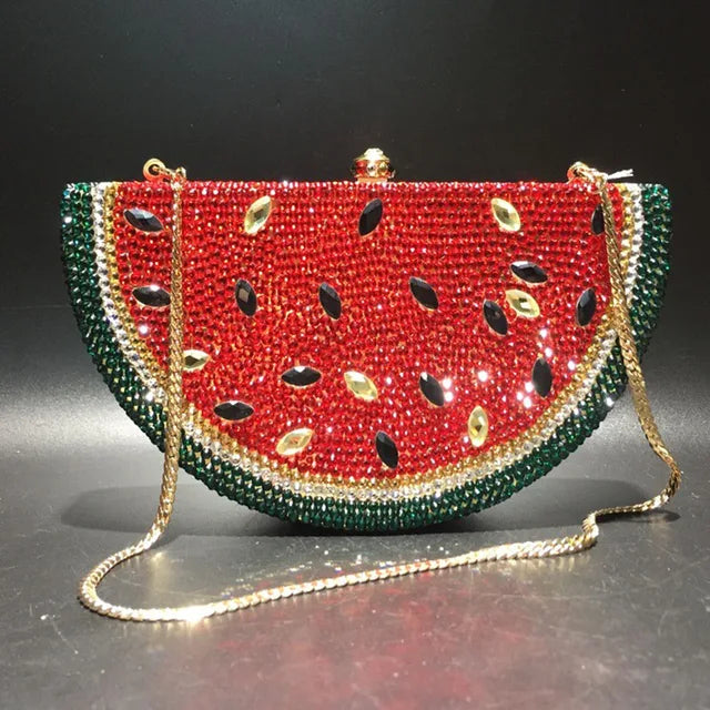 Lemon Shape Rhinestone Chain Evening Purse