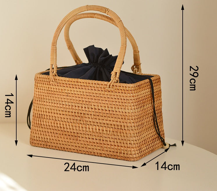 Nordic Woven Rattan Picnic Basket Bag