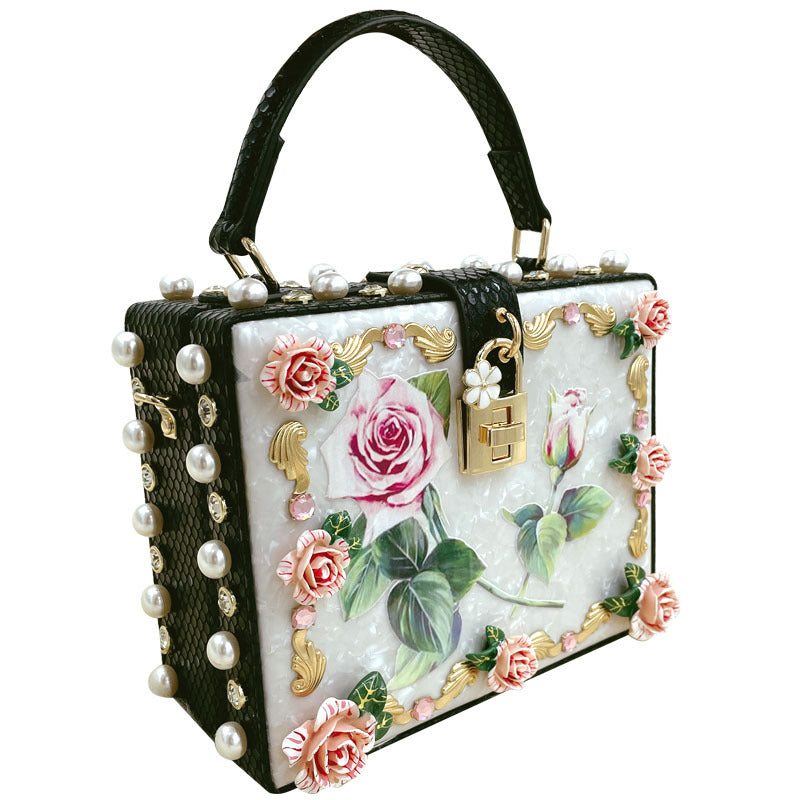Snakeskin Floral Evening Bag