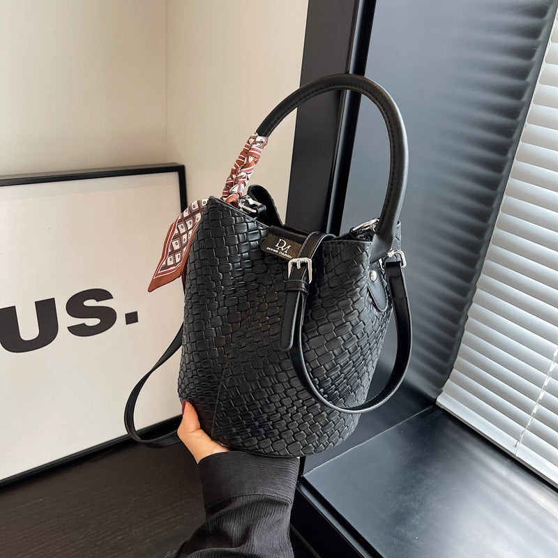Woven Bucket Shoulder Bag