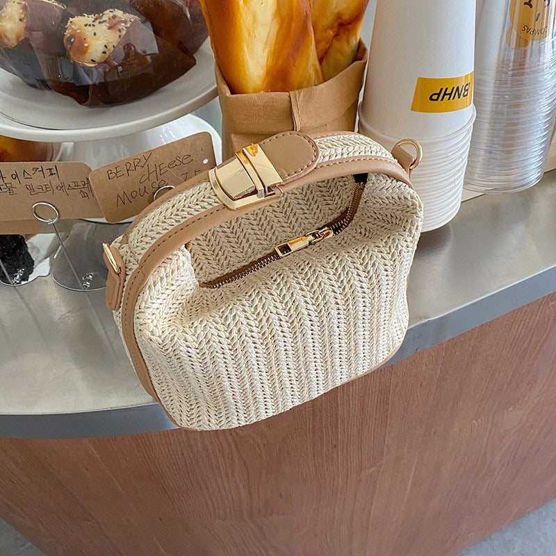 Floral Embroidered Straw Beach Bag