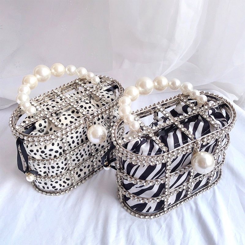 Leopard Diamond Basket Bag