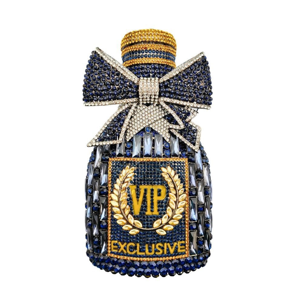 Champagne Bow Wine Bottle Crystal Clutch