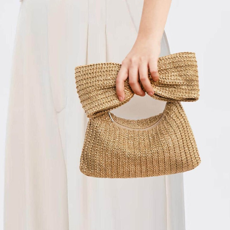 Bow Knot Woven Straw Mini Handbag