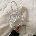 Pearl Chain Pleated Shoulder Bag