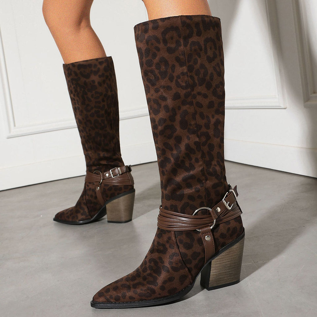 Western Pointed Toe Over-the-Knee Boots