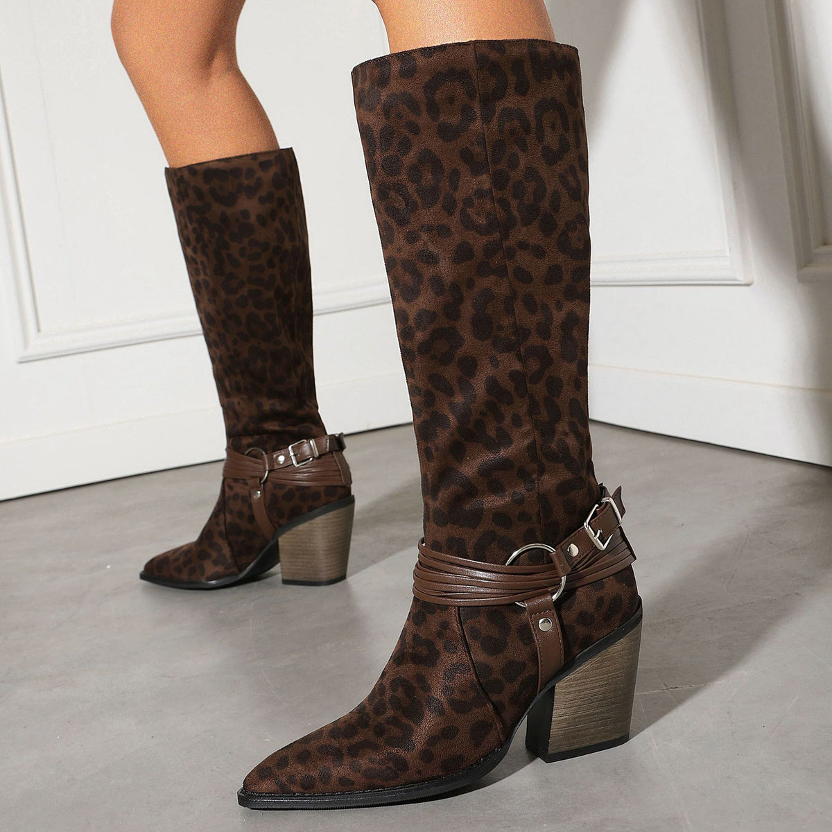 Western Pointed Toe Over-the-Knee Boots