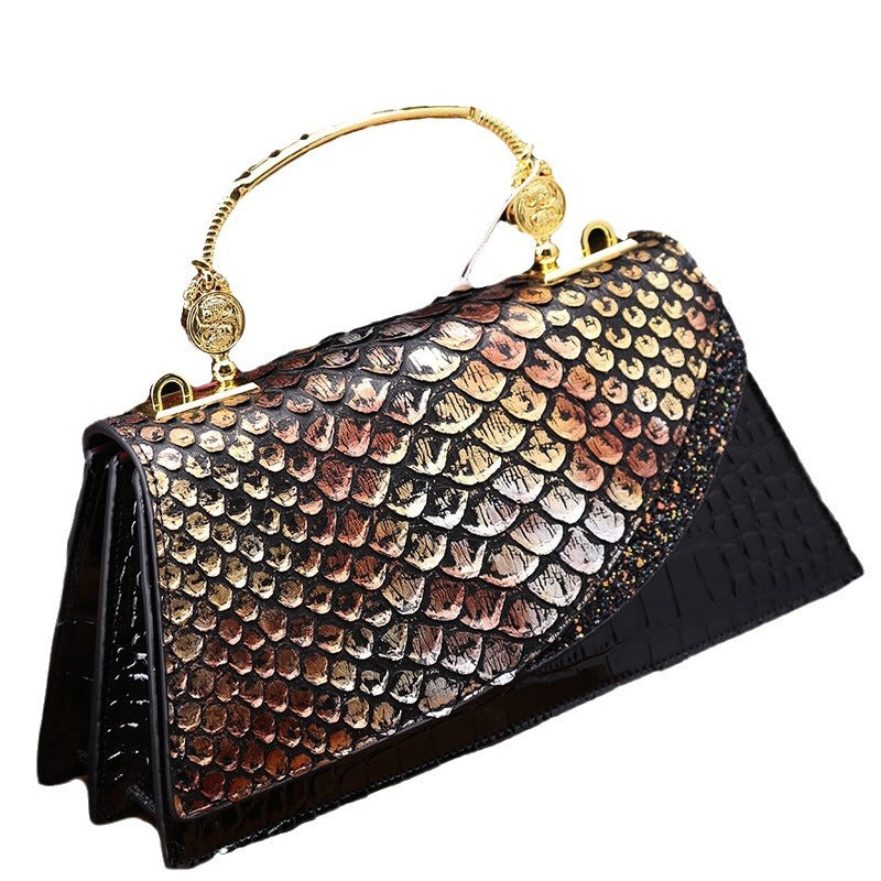 Snakeskin Trapezoid Shoulder Bag