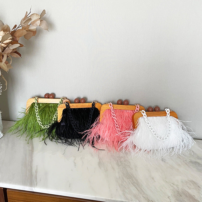 Fluffy Acrylic Chain Underarm Shoulder Bag