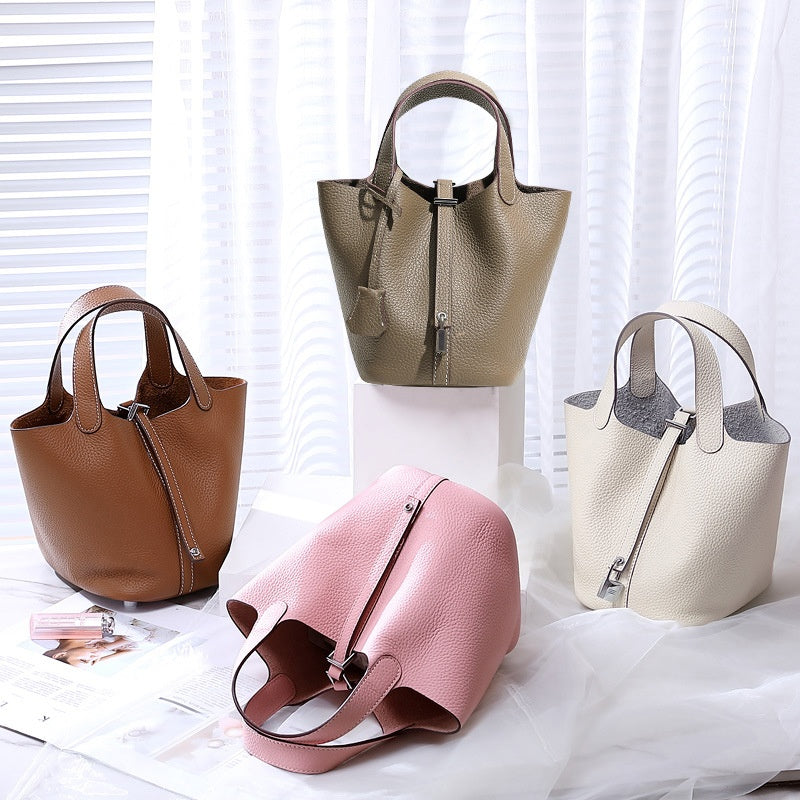 Genuine Leather Bucket Bag