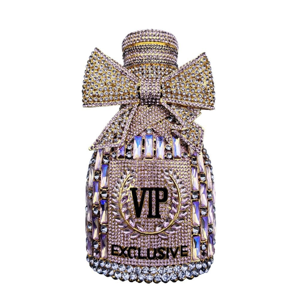 Champagne Bow Wine Bottle Crystal Clutch
