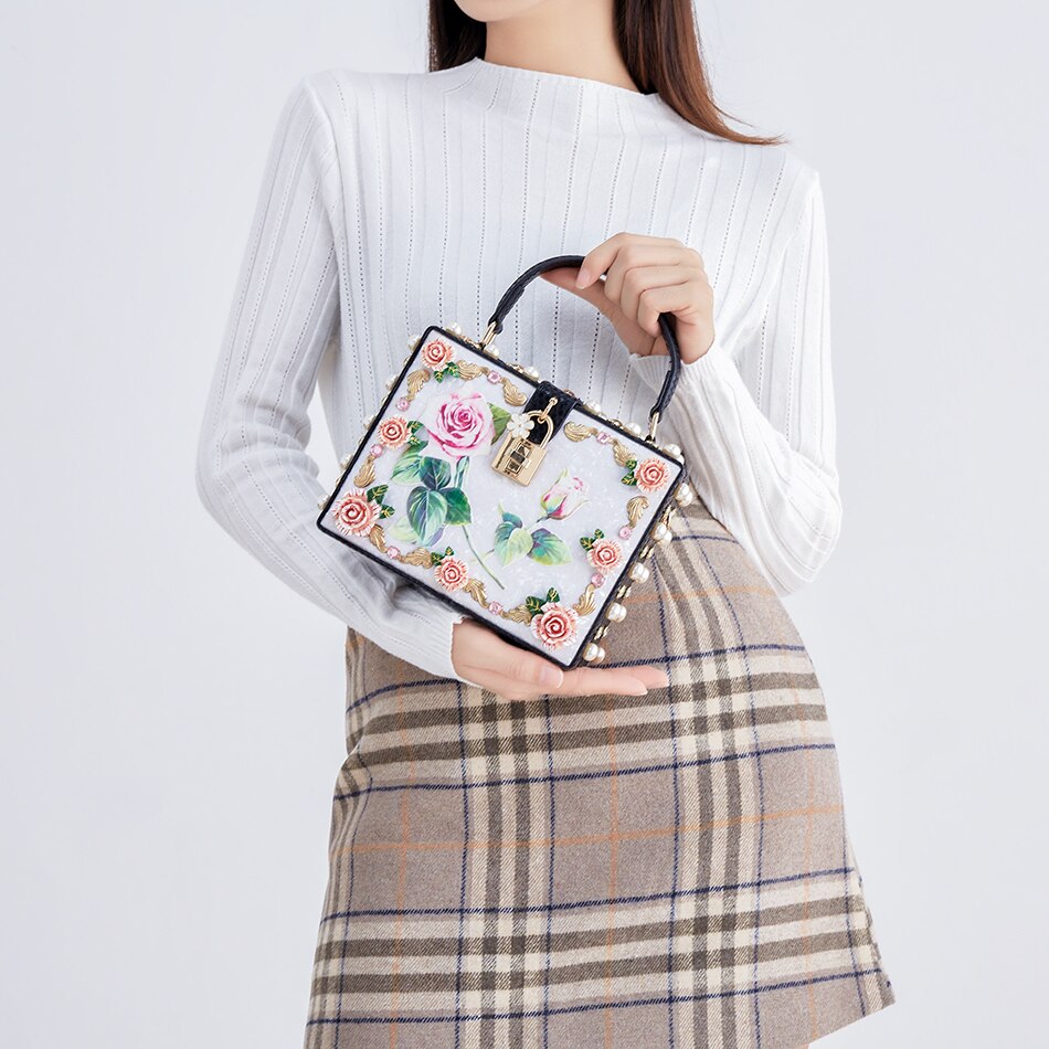 Snakeskin Floral Evening Bag