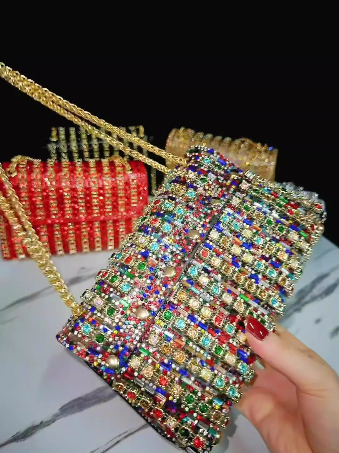 Rhinestone Chain Banquet Crossbody Bag